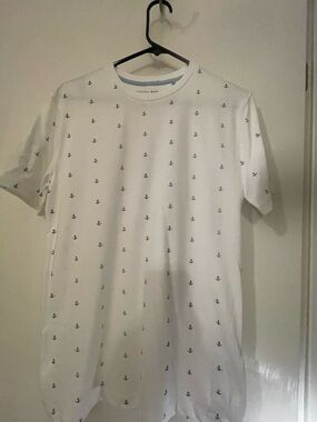 Cactus Men's White Tee with Navy Anchor Print
